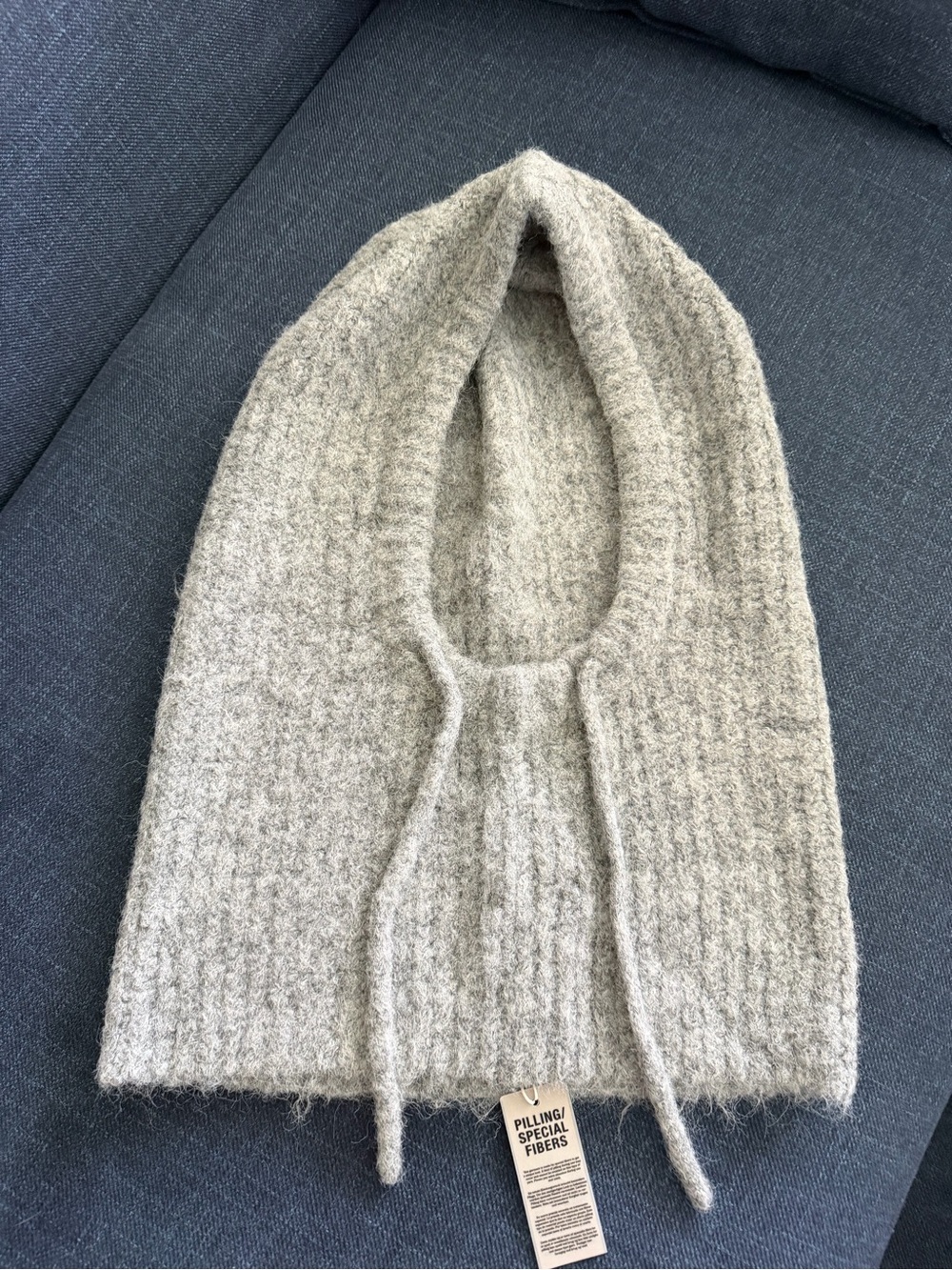 Cozy Knit Hooded Balaclava - Light Gray